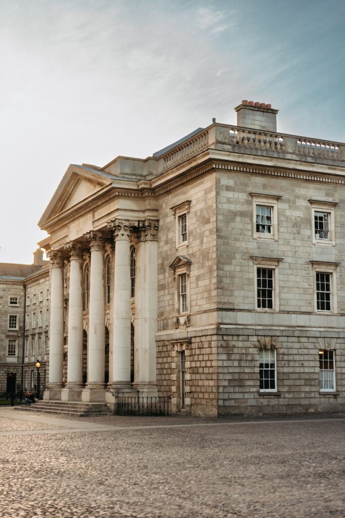 An elegant historic building with classic columns in Dublin's architectural landscape.